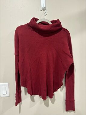 TNA Ribbed Waffle Knit Sweater in Deep Red